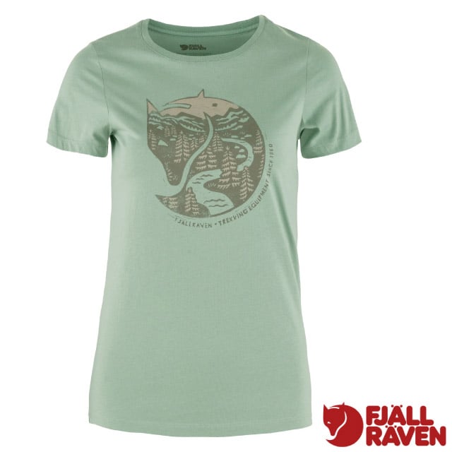 【Fjallraven 小狐狸】女款 Arctic Fox 輕量吸濕彈性透氣有機棉短袖圓領衫/89849-674 霧綠✿30E010